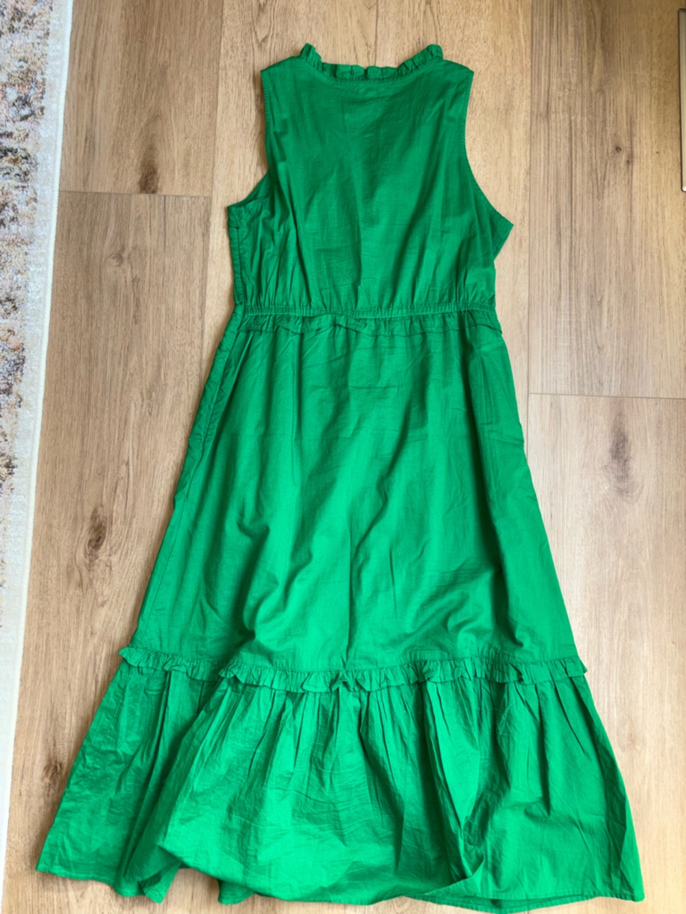 Cotton Summer Graduation Dress Green Ruffle Hem Women's Maxi Size 6 J. Crew - Picture 10 of 10